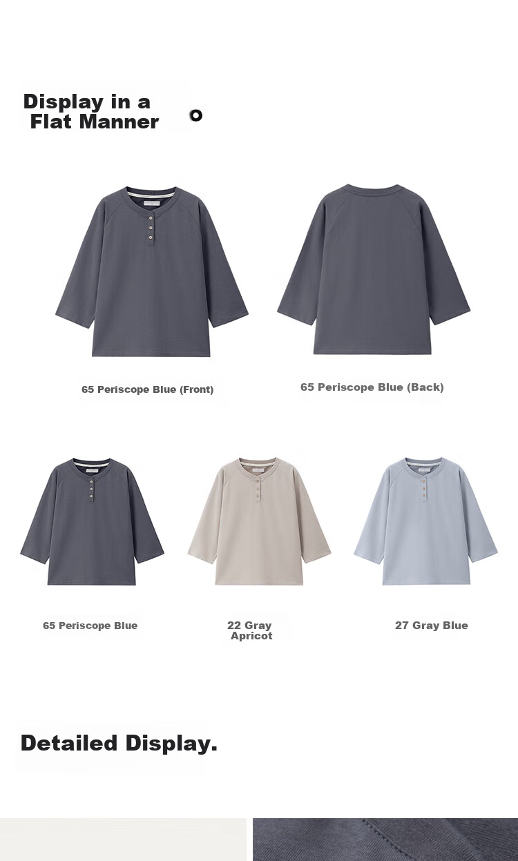 Zara Women's Autumn Pure Cotton American Style Henley Neck Drop Shoulder Seven-Quarter Sleeve Top 13325771 19
