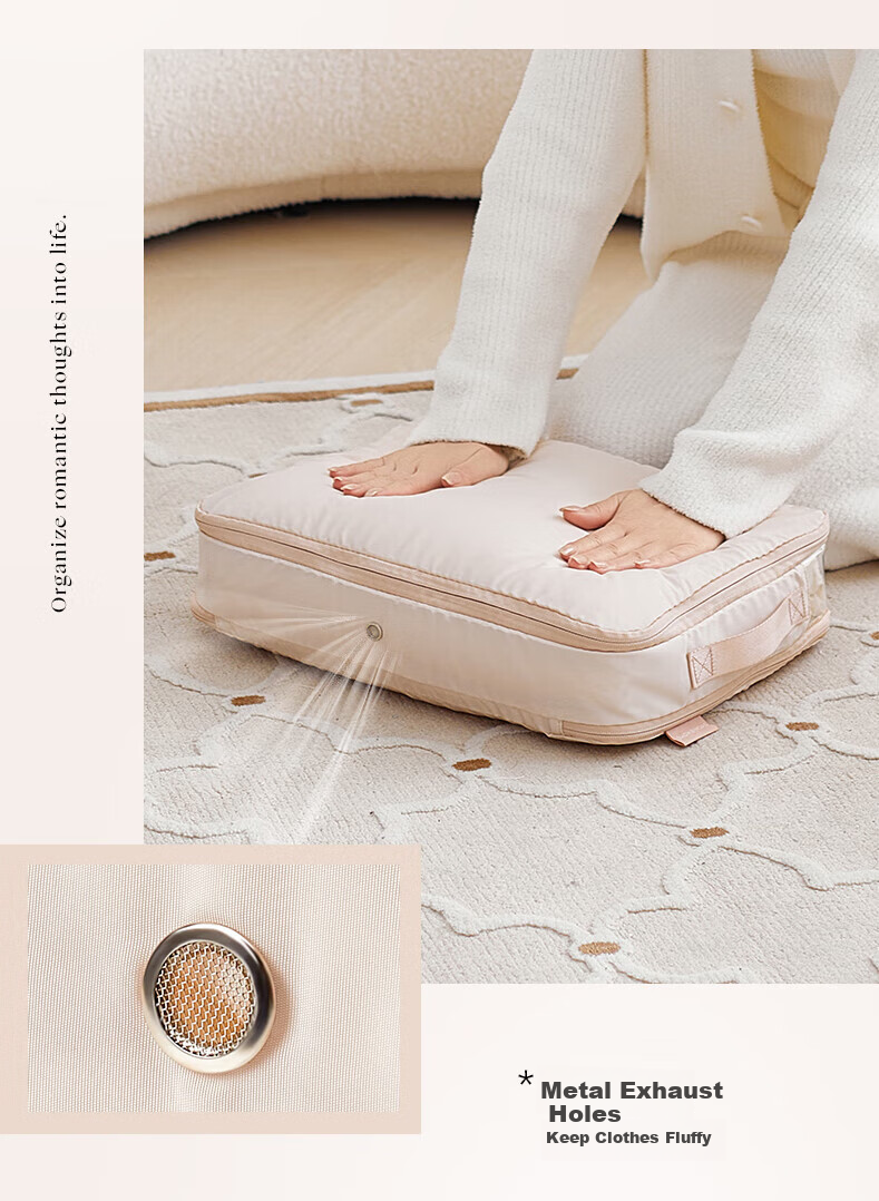 EACHY down Jacket Storage Bag, Home Quilt Clothes Travel Compression Bag Luggage-Specific Storage Bag, Almond Powder S 4