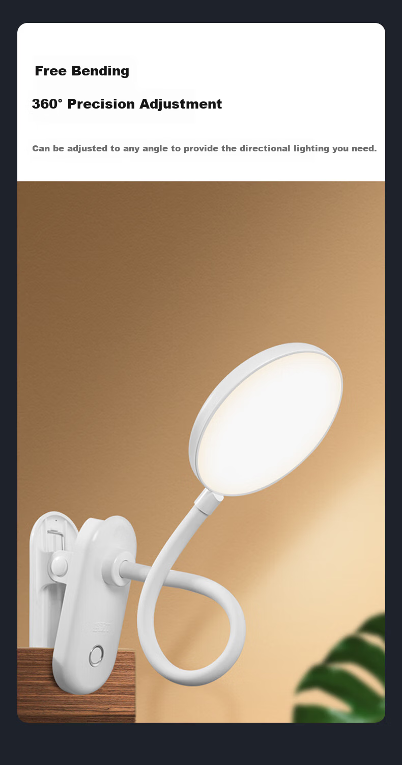 Haoshili Rechargeable Desk Lamp for Children, Students' Dormitory, Bedroom, Office, Work, Study, Reading, LED Bedside Lamp Clip-On Light 13