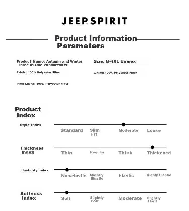 JEEP SPIRIT Men's Three-In Jacket, Men's Windbreaker, Autumn And Winter Warm Casual Fleece Outerwear 13