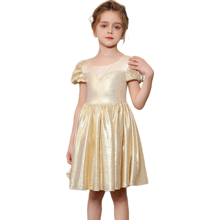 Yinuofang Children's Dress Princess Gown Spring Summer Champagne Piano Performance Birthday Dress Size 150