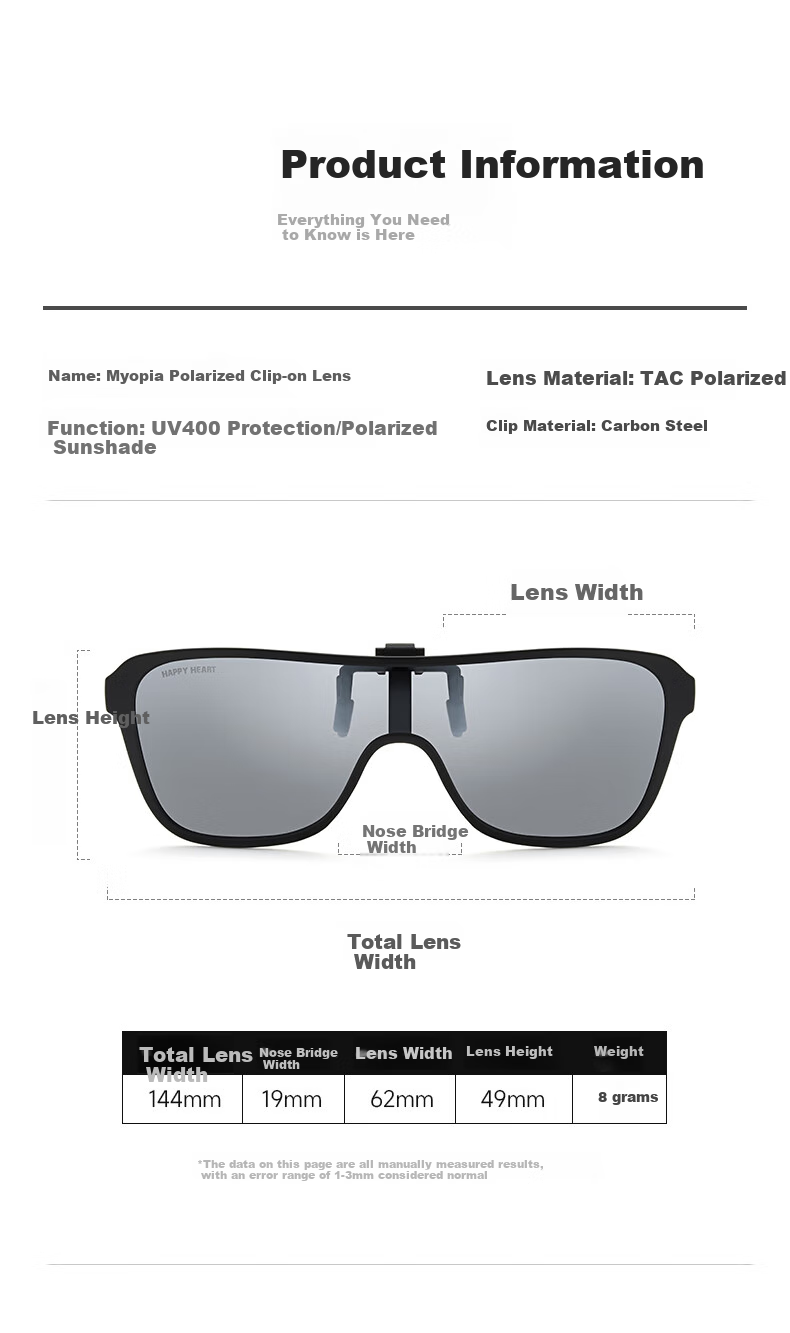 Chaersitaoxin Clip-On Sunglasses for Nearsighted Men And Women, Polarized Driving Glasses, Sun Protection Clip-On Sunglasses, Sports Mercury 5