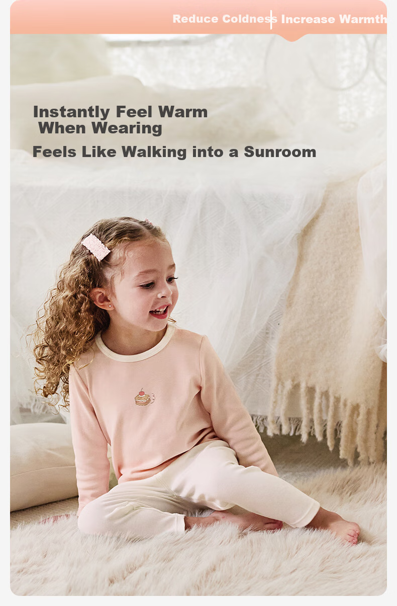 DAVE & BELLA Children's Underwear Set, Boys' Autumn Top And Pants, Girls' Antibacterial Two-Piece Autumn Outfit 4