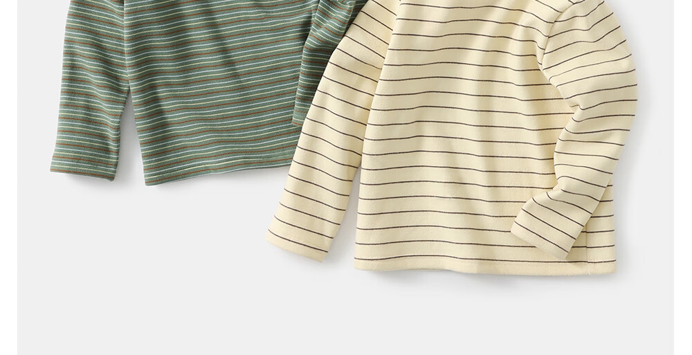 Beitais Kids Long Sleeve T-Shirt Spring and Autumn New Striped Boys and Girls Baby Mid-Neck Cotton Base Shirt 4