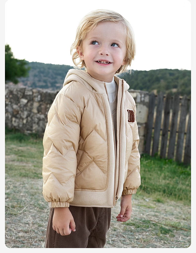 DAVE & BELLA Boys' Patchwork Down Jacket Casual Children's Hooded Coat Winter New Toddler Baby Top 1