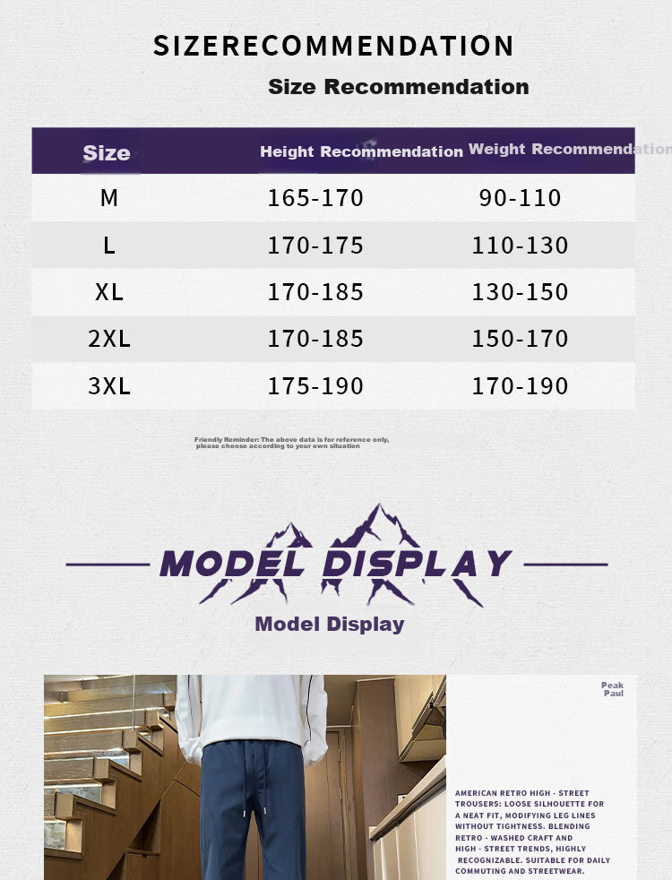 Dingfengbaoluo American Retro Long Pants, Summer High Street Casual Men's Loose Straight Wide-Leg Slightly Flared Trousers SPD01 Off-White 2XL 3