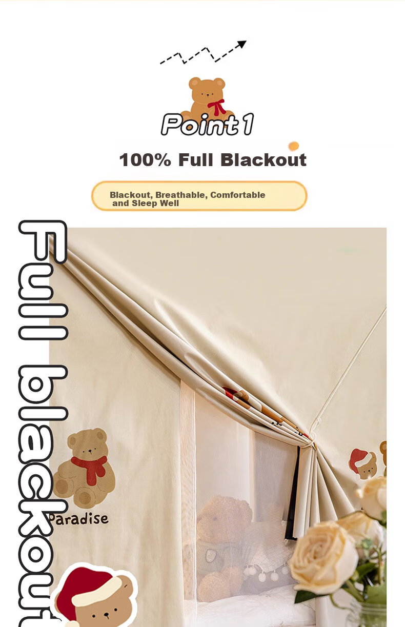 YANYANGTIAN Student Dormitory Thickened Strong Light-Blocking Integrated Bed Curtain Mosquito Net, for 0.9m Bed [Specially Designed for Lower Bunk Beds] 8