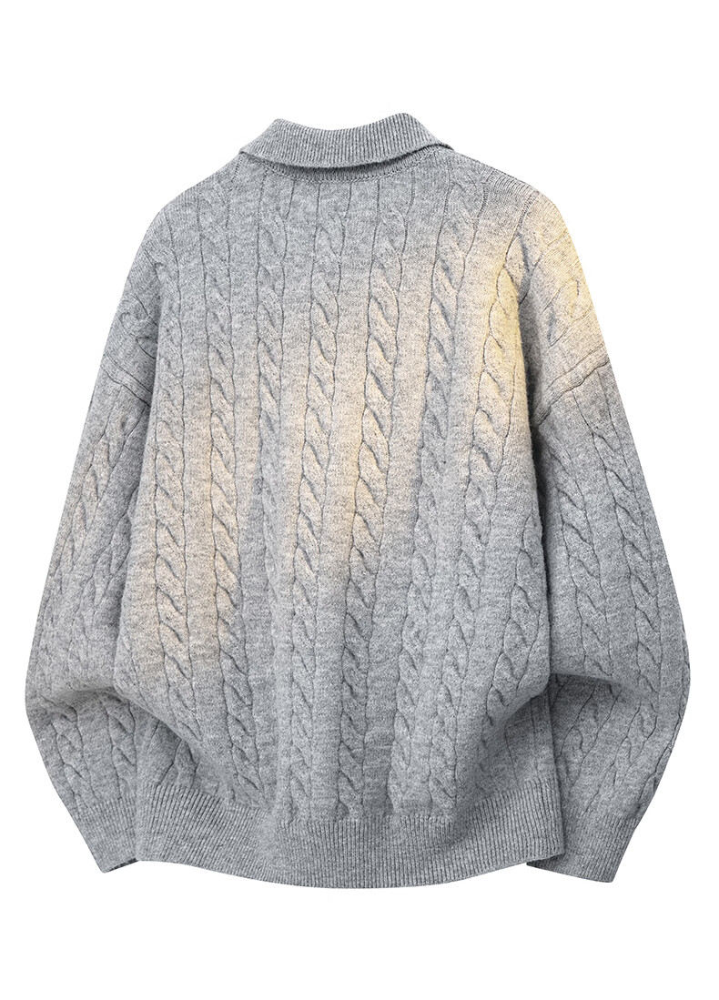 :CHOCOOLATE Vintage Style Polo Collar Knit Sweater Men Autumn New Trendy Loose Casual Pullover Morning Light Apricot 2XL 6