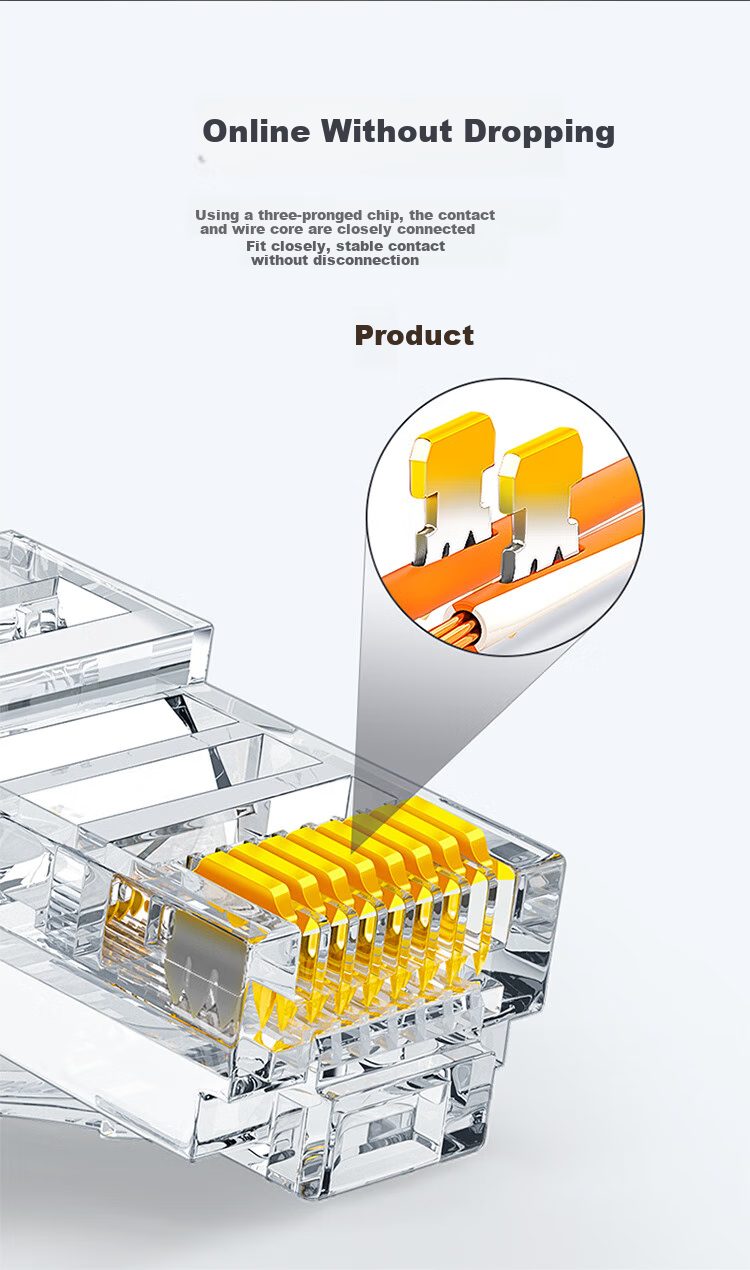 SAMZHE Cat5e Gold-Plated RJ45 Connectors, Engineering Network Cable Crystal Heads, Unshielded 8P8C Connectors, 100 Pieces, YH-5100 7