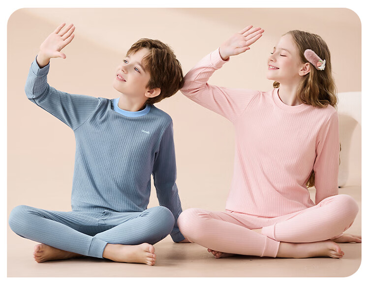 Hodo Kids Thermal Underwear 100% Cotton Antibacterial Anti-Mite Anti-Static Comfortable Autumn Set for Boys and Girls 18