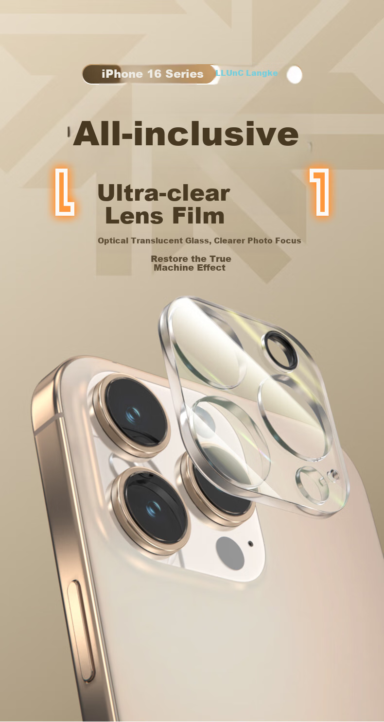 LLUNC Lens Protector for Apple IPhone 16 Pro/16 Pro Max, Rear Camera Protective Film, High Definition, Wear-Resistant And Scratch-Resistant, 2-Pack 2