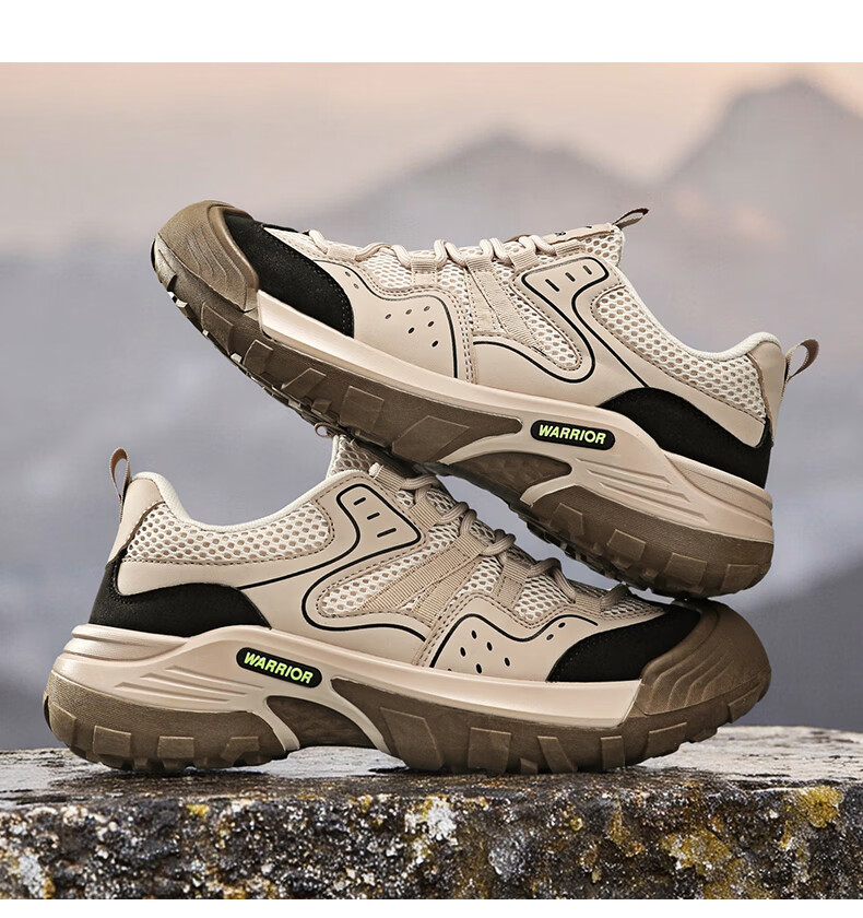 Warrior Men's Hiking Shoes Summer Breathable Mesh Sneakers 5532N Black Brown Size 42 3