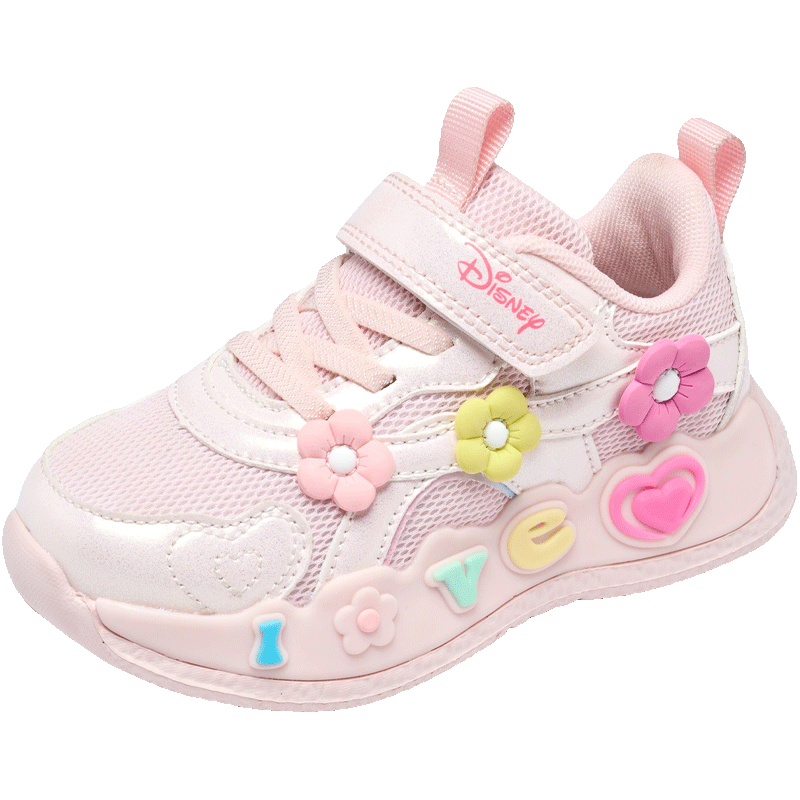 Disney Girls' Sports Shoes Children's Outdoor Comfortable Running Shoes Trendy Casual Sneakers Light Pink Size 27