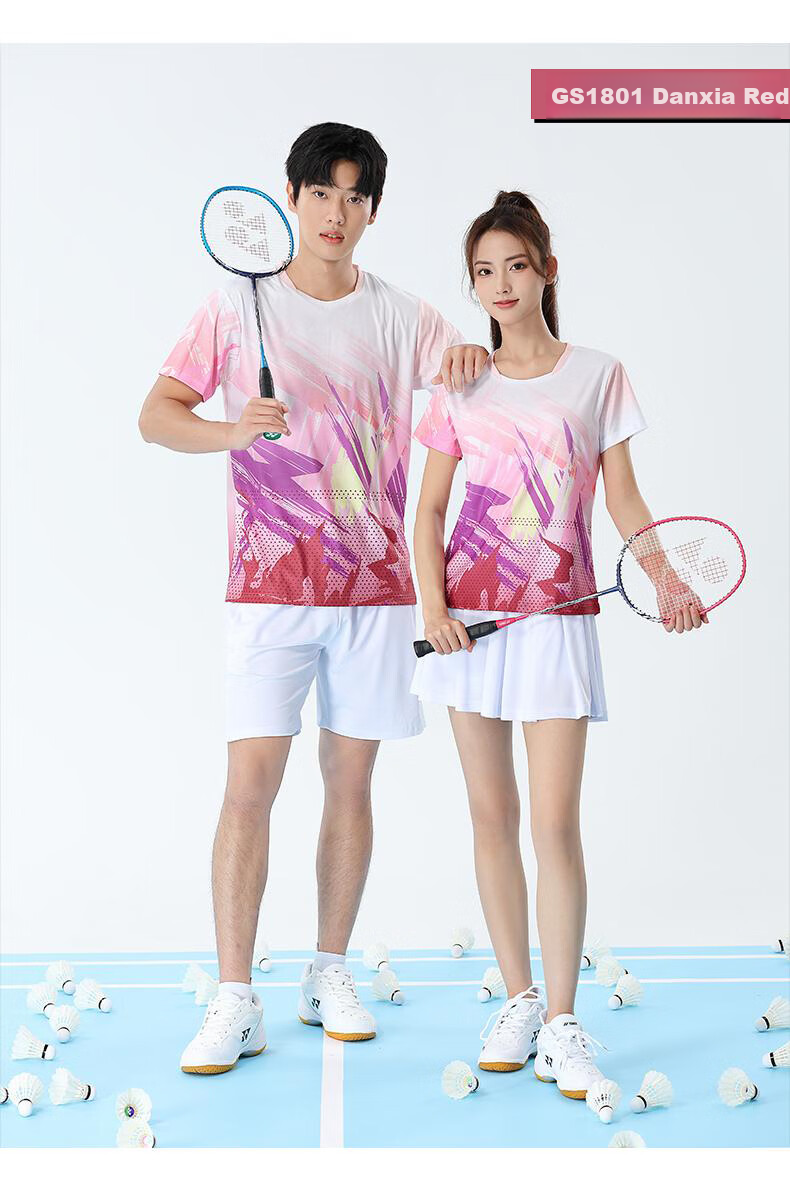 Gaoshouruyun SO MANY VIPS Badminton Customized Set, Men's And Women's Jersey, Breathable Short-Sleeve Tennis Outfit GS1802-W Women's 9