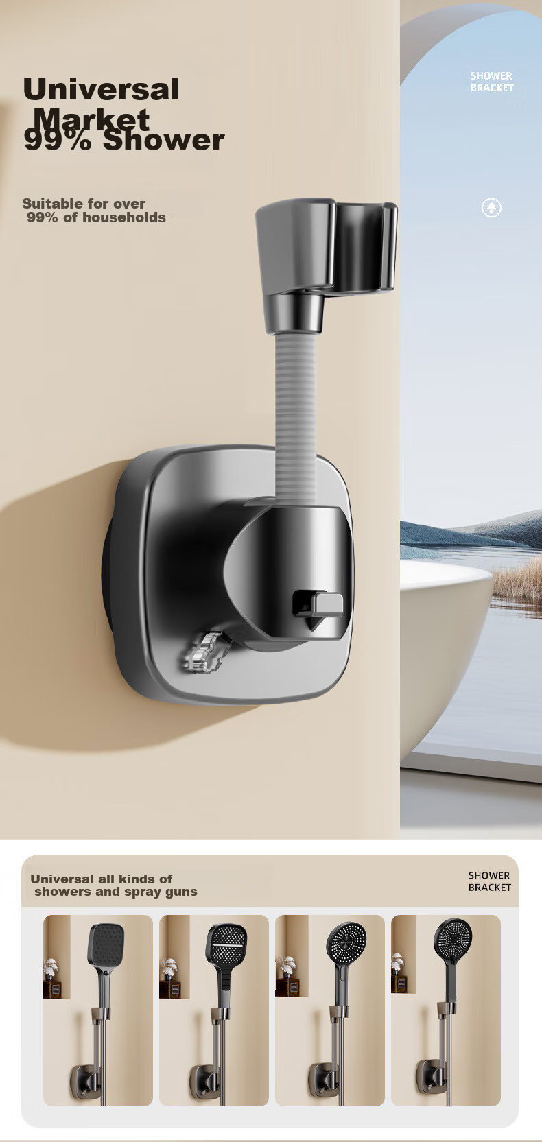 OPLSED [Germany] Shower Head Holder, No Drilling Required, Strong Suction Cup Base, Adjustable And Rotatable 9