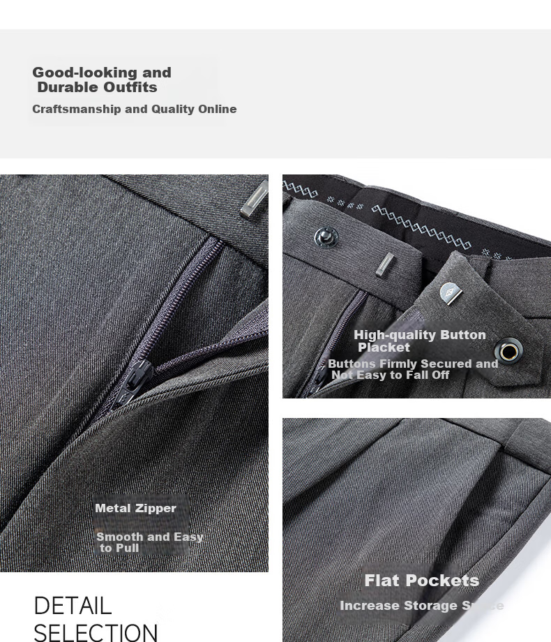 FIRS [Wrinkle-Resistant Non-Iron] Pleated Dress Pants for Men, Business Straight-Leg Trousers, Loose-Fitting Cargo Pants for Young And Middle-Aged Men, Casual Pants 5