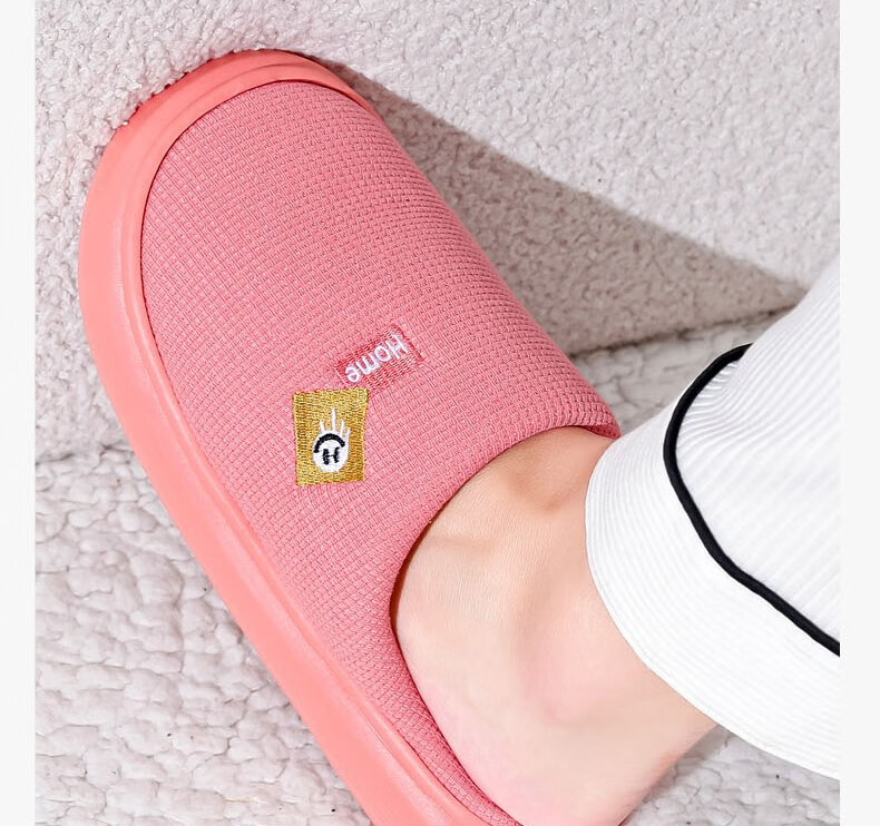 Huamei Jianbu Solid Color Half-Cover Cotton Slippers Unisex Warm Fleece Indoor Outdoor Cotton Slippers HM2506 Red Size 38-39 11
