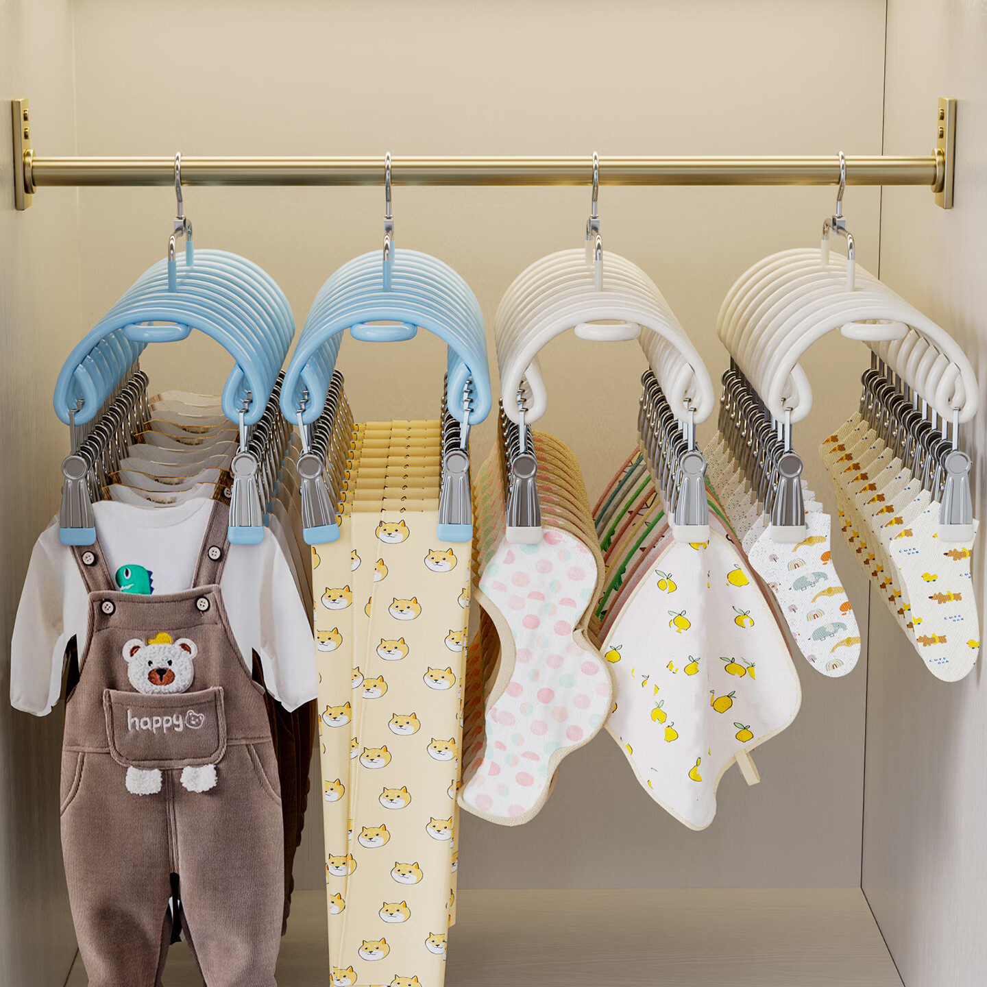Bonny Home Baby Wardrobe Storage Organizer Baby Bib Sock Hooks Multi-Clips Children's Hangers White 20 Clips