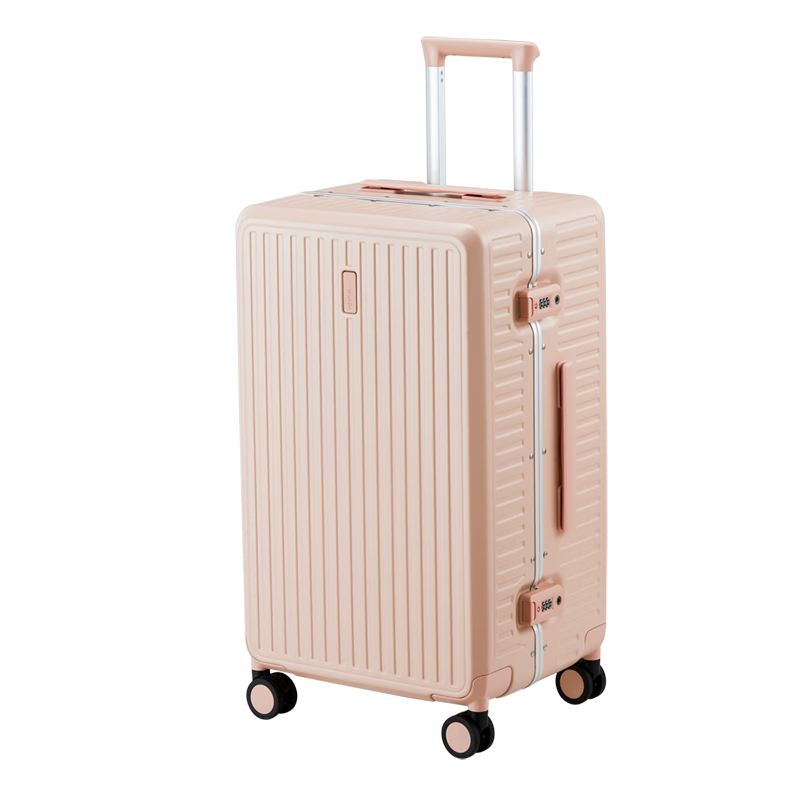 Milada Large Capacity Aluminum Frame Luggage Suitcase for Women and Men 24-inch Dusty Pink 71L Password Travel Case Durable
