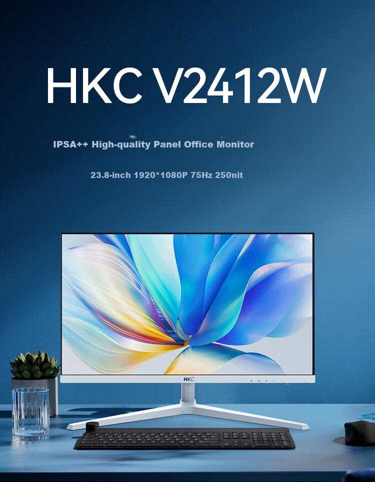 HKC 23.8-Inch 2K 100Hz HDR400 DC Dimming E-Book Mode Low Blue Light Flicker-Free HDMI Rotatable Height-Adjustable Office Computer Monitor L242Q 2