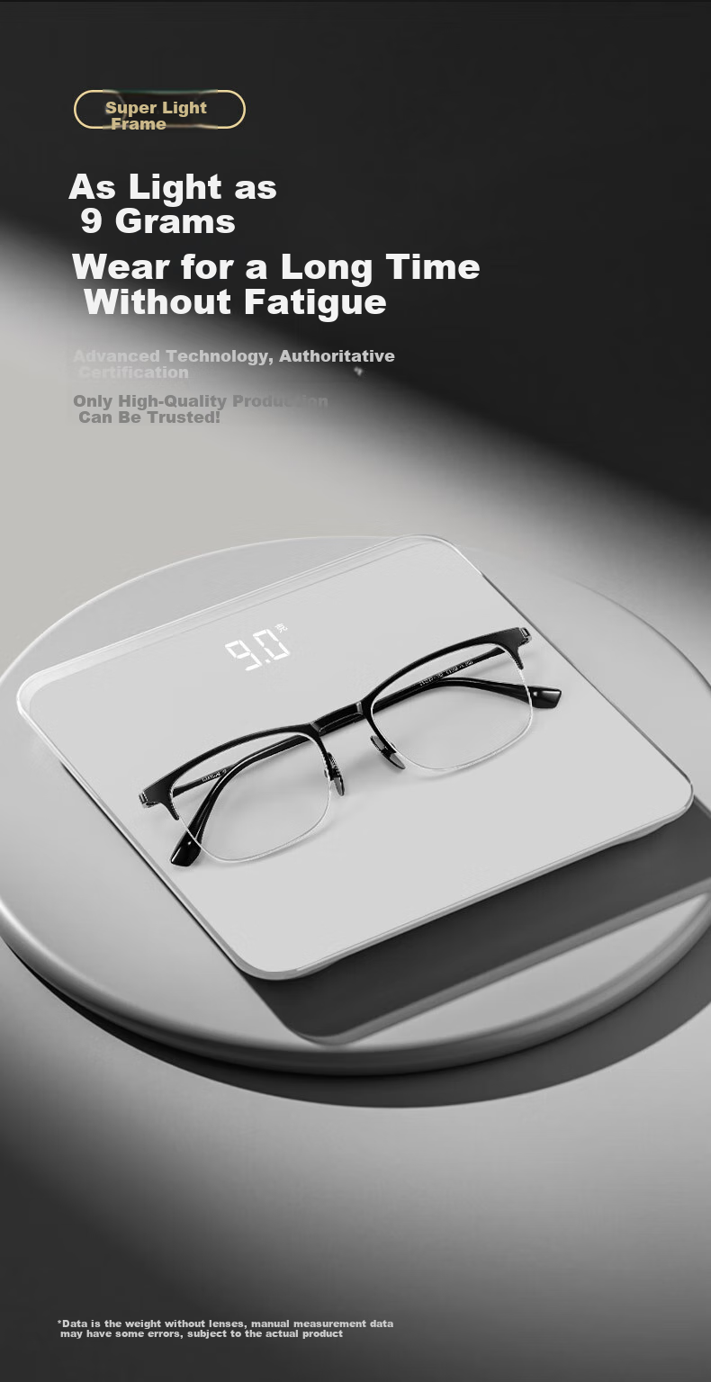 Xiyanghong Anti-Blue Light Reading Glasses for Men, Pure Titanium High-Definition Brand Genuine Product Portable Eyewear for Elderly E210B Black 100 Degrees 6
