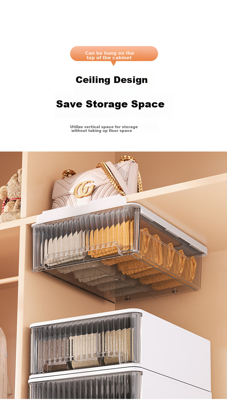 JEKO&JEKO Underwear Storage Box, Drawer-Style Compartment Organizer for Underwear And Socks, Clothes Sorting Box with 12 Slots, White 3