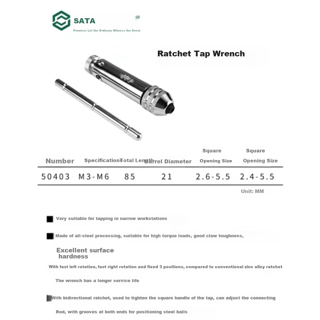 SATA Ratchet Tap Wrench M3-M6 50403