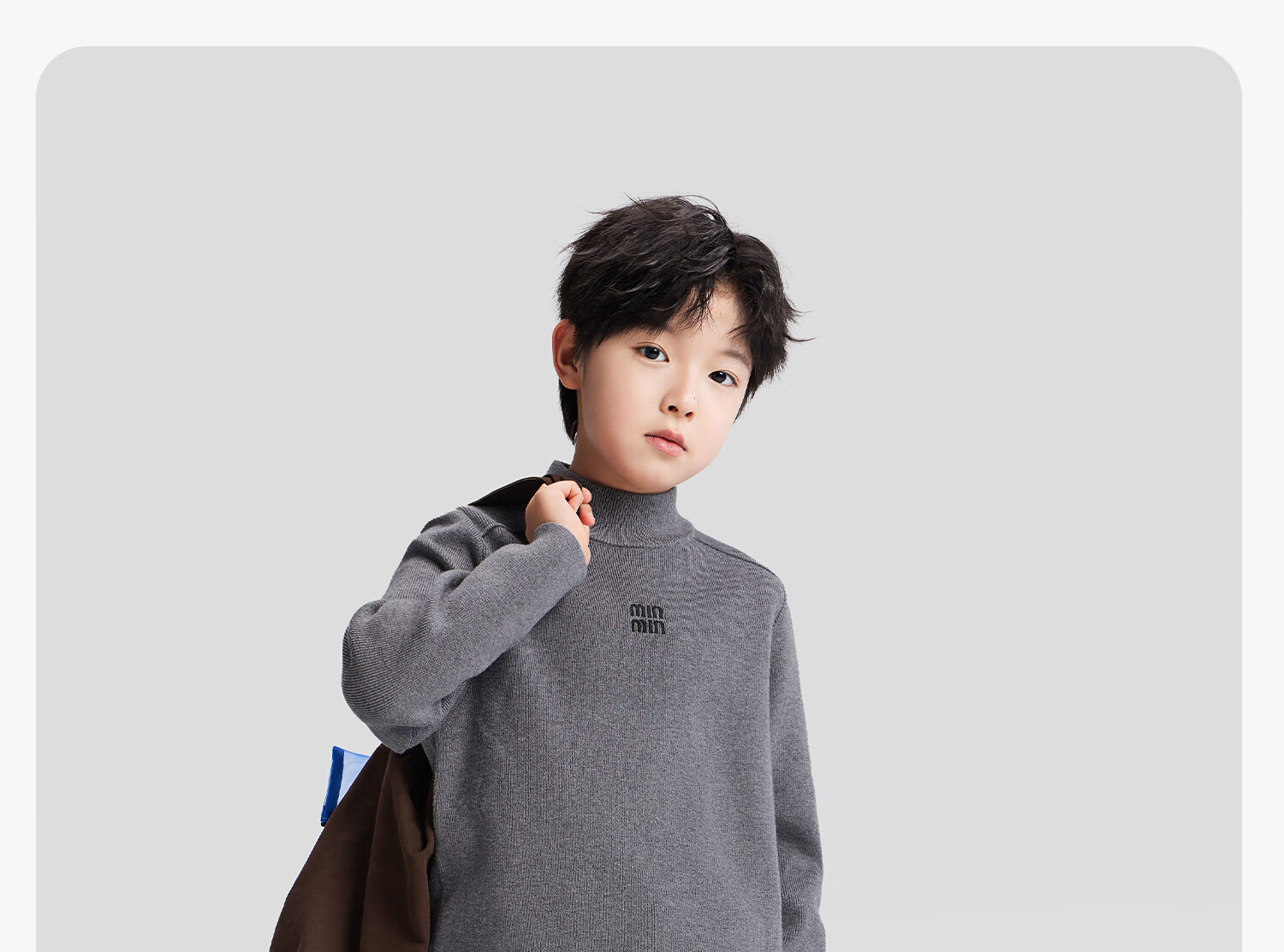 Zuo Xi Boys' Base Layer Sweater Big Kids Autumn Winter 2025 New Children's Half Turtleneck Knitwear Boys Gray 150cm 14