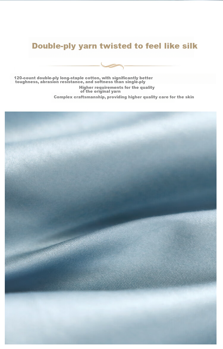 FUANNA High-End Bedding Set of Four Pieces, 120s Double-Ply Long-Staple Cotton, Class A Sateen Bedsheet Set, 203*229cm, Holy 5