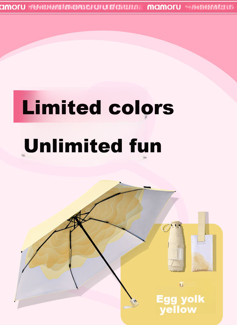 MAMORU UV Protection Sun Umbrella, Six-Fold Black Gel Sunshade, Portable Mini Capsule Sun Umbrella with Mesh, 16cm 3