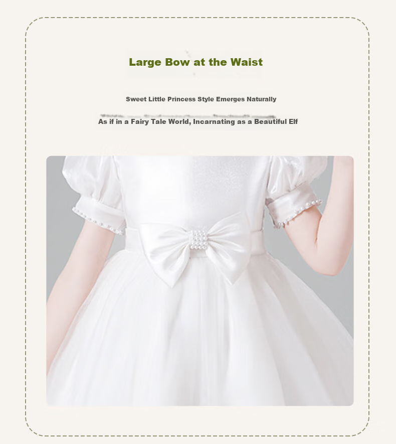 Luomeng Graduation Performance Host Dress, Girls' Graduation White Princess Dress, Birthday Flower Girl Piano, White, Size 160 8