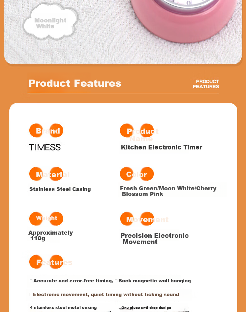 Timess Visual Timer, Kitchen Cooking Multifunctional Timer, Time Management Tool, Children's Dopamine, Back-To Season Gift 12