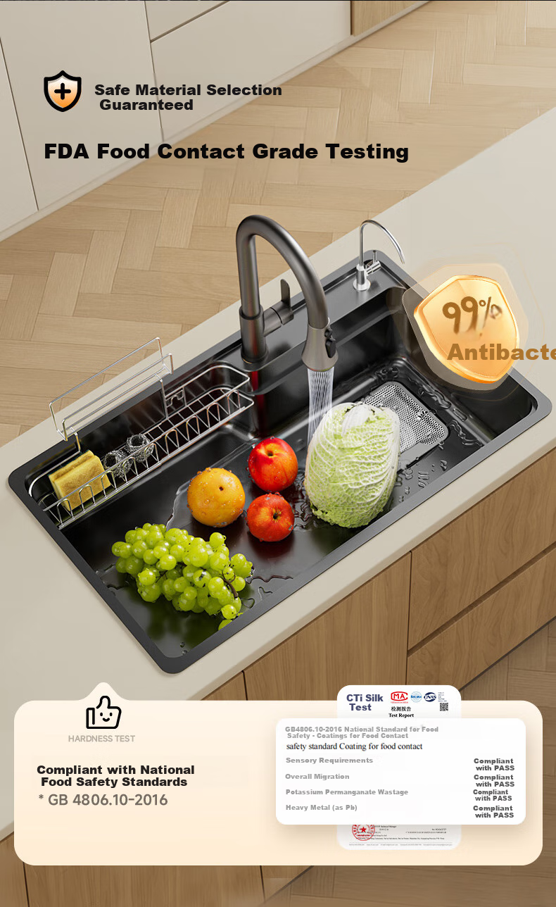 Yuhongfeiyu Kitchen Sink, Multifunctional Large Single Basin, Thickened 304 Stainless Steel, Household Vegetable Washing Basin, Large Single Basin Sink, TC75SC 10