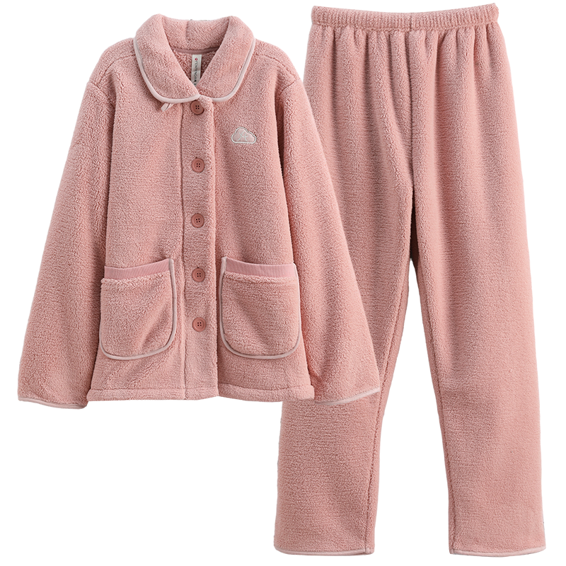 Fenteng Fluffy Plush Couple Pajamas Autumn Winter New Warm Anti-Static Coral Fleece Plus Size Outerwear Homewear Set