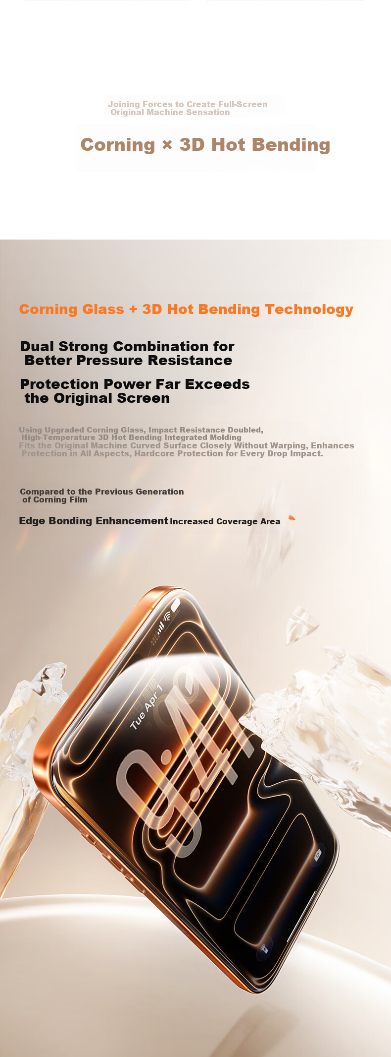 Baseus [3D Heat-Bent Corning Original Film | Full Coverage] Tempered Glass Screen Protector for Apple IPhone 15 Pro Max, High Definition Anti-Fingerprint Drop Protection Film 6