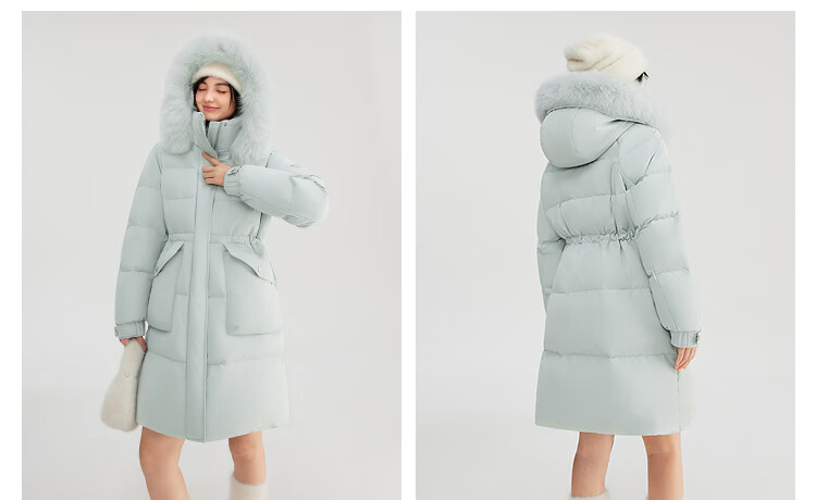 BOSIDENG 25 Years Women's Winter Down Jacket 90% Down Thickened Slim Mid-Length Large Fur Collar New Year Red Coat 3