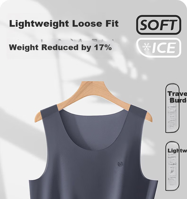 Hengyuanxiang [90% Modal] Men's Summer Ice Silk Vest Antibacterial Seamless Thin Sleeveless Breathable Tank Top Base Shirt 1