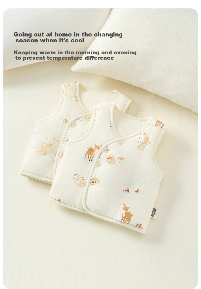 TONGTAI Baby Vest Autumn And Winter Pure Cotton Padded Infant Clothing Children's Sleeveless Jacket Vest Top Yellow 100cm 7