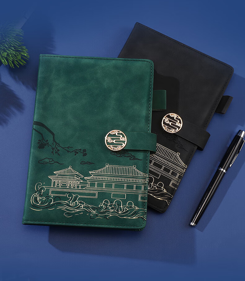 AoHuan Guochao Notebook Gift Box High-Quality Custom Leather Chinese Style Business Souvenir Office Meeting A5 Blue Thickened 200 Pages 19