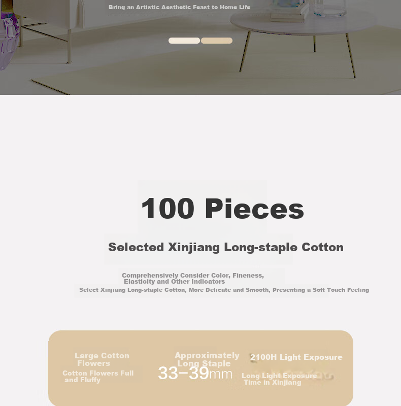 BEYOND Home Textiles 100-Piece Xinjiang Long-Staple Cotton Luxury Light Luxury Pure Cotton Bedding Set, Evening Breeze Style, 180cm Home Living Room 2