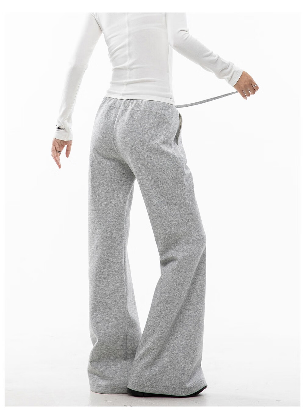 ICH MODE American Style Slight Flare Khaki Pants Women Autumn Winter Slim Wide Leg Casual Sports Sweatpants Heather Gray XL 12