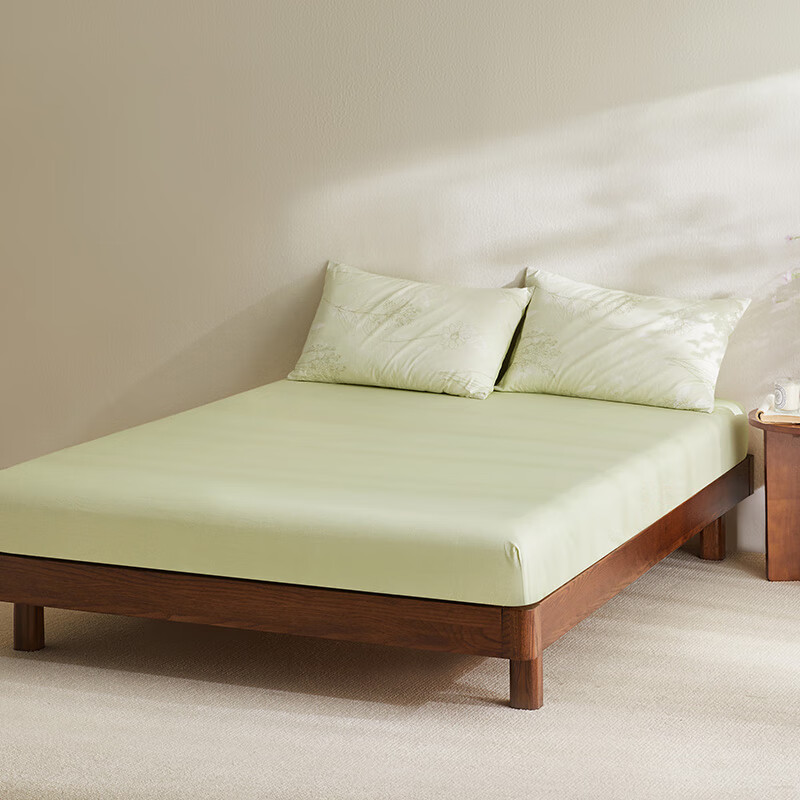 Простыня на резинке LUOLAI Home Textiles, 100% хлопок, зеленая, 180x200x28 см