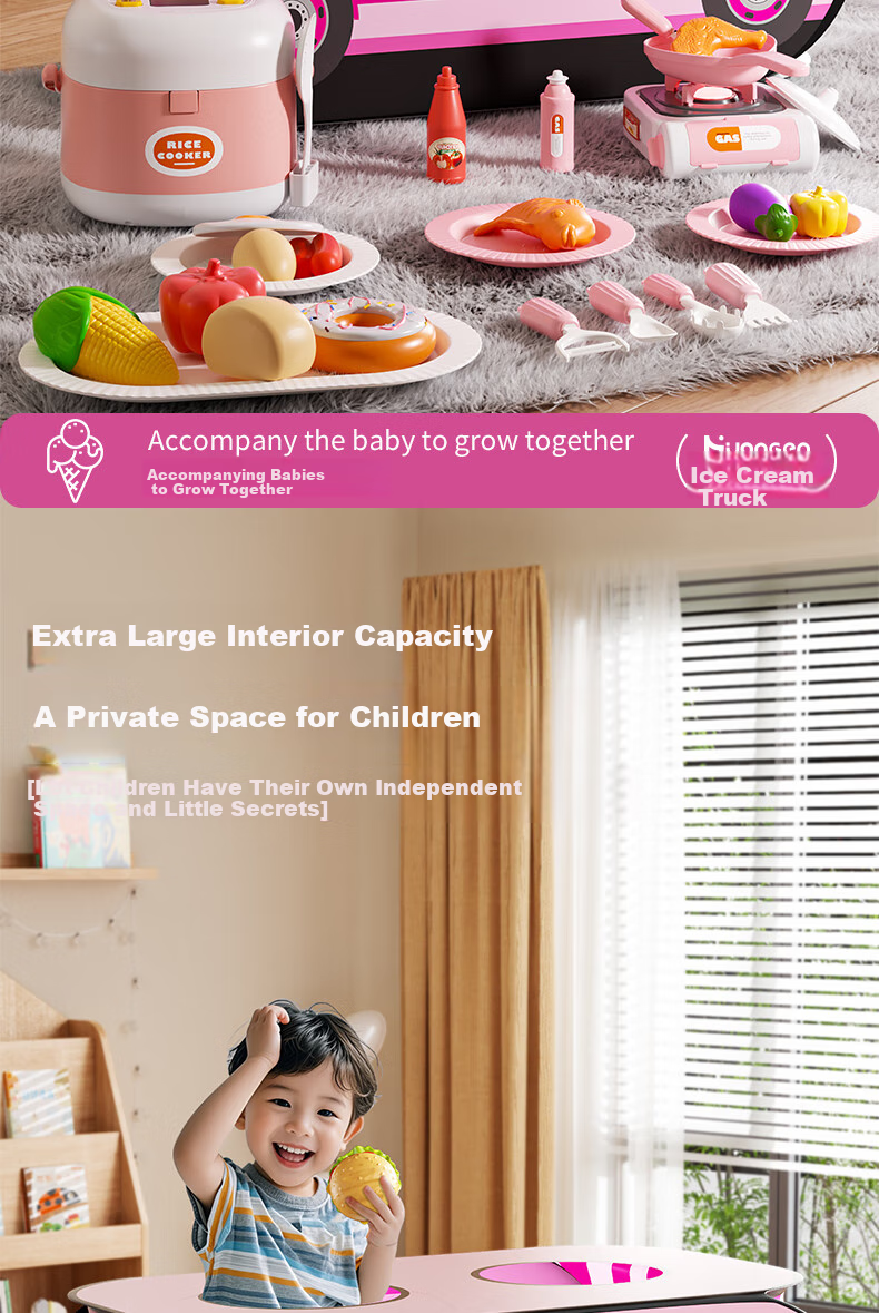 Huangen Children's Tent, Oversized Ice Cream Truck, Indoor Playhouse for Home Use, Outdoor Camping, Pretend Play Toys, Baby Gift 4