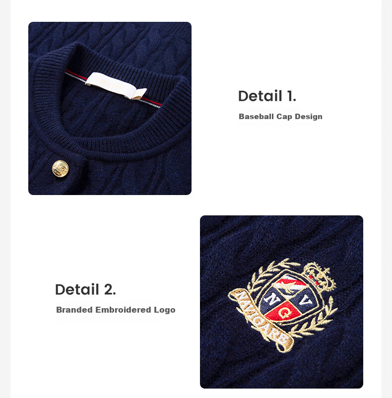 Navigare Italian Small Sailboat Autumn And Winter Women's All-Wool Jacket, Cable Knit Sweater Cardigan 2334094508 M 54