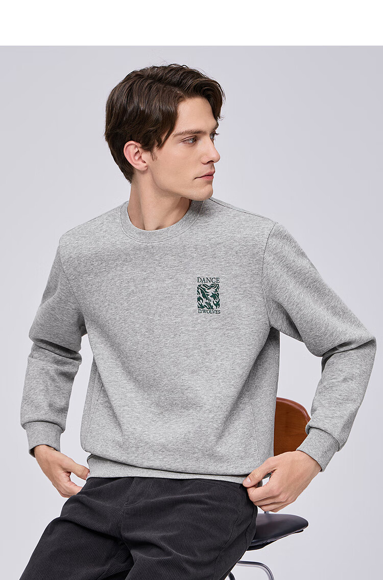 DANCING WOLVES [7A Antibacterial & Anti-Static] Exquisite Embroidery, Durable, Easy-Care, Skin-Friendly Comfortable Men's Sweatshirt, 503 Purple 7
