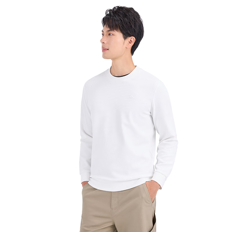 Laxton Men's Autumn Winter Warm Long Sleeve Crewneck Pullover Waffle Knit Stretch Slim Fit Base Shirt Off-White 2XL