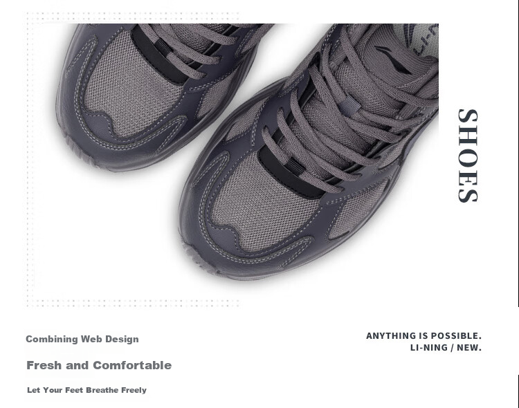 Li-Ning Casual Shoes, Pulse Men's Shoes, 2026 Spring And Summer New Low-Top Dad Shoes for Men, Breathable Mesh, Lightweight, Durable Casual Shoes 2