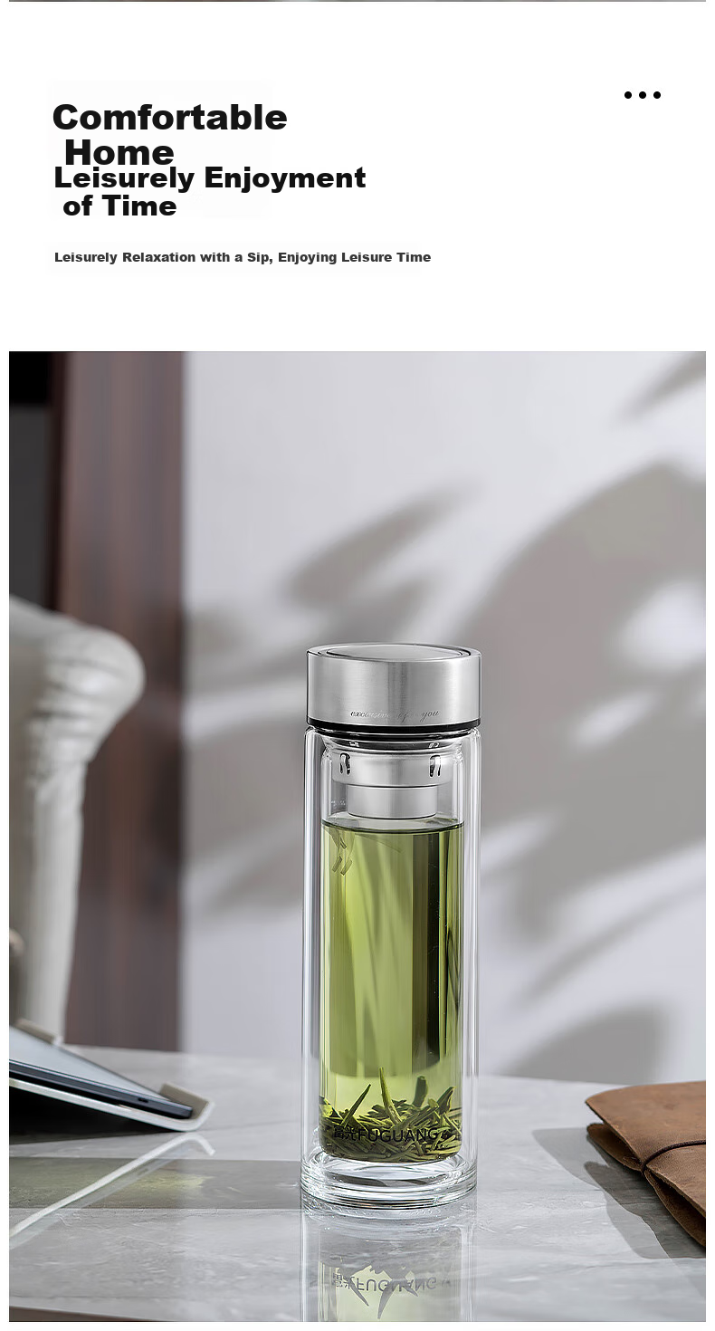 Fuguang Glass Cup, Water And Tea Separation, Large Capacity, Heat-Resistant Water Cup, Aesthetically Pleasing Tea Infuser Cup, Gift for Men And Wome 10