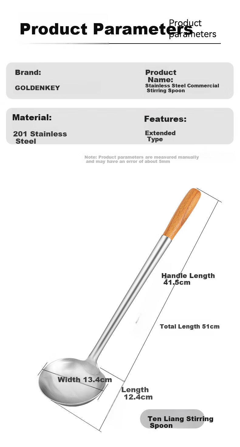 Jinyaoshi Stainless Steel Wok Ladle with Wooden Handle, Commercial Chef's Special Cooking Spoon, 500 Grams, GK-CS1000 6