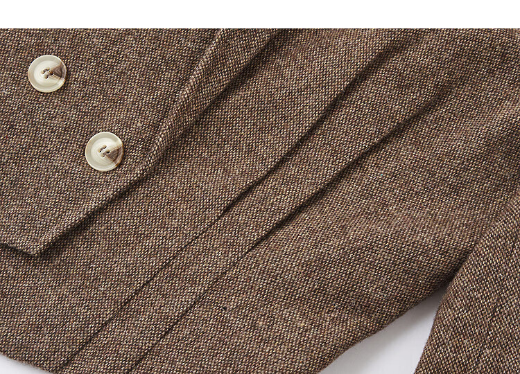 Demana [Smart Elite] Autumn Small Fragrance Style Shearling Wool Notched Lapel Double-Breasted Pleated Waist Women's Blazer Jacket 5